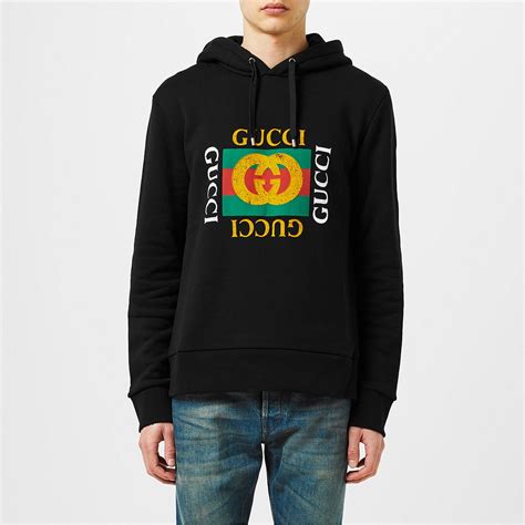 gucci black fake hoodie|Gucci distressed hoodie.